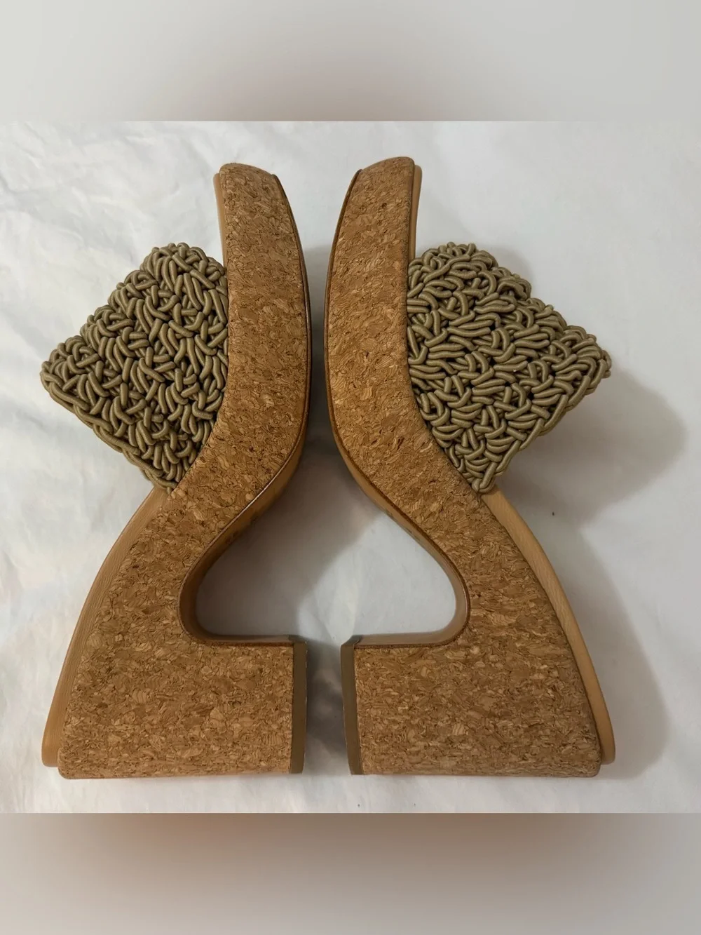 Vince Women's Size 8,5 Nicki Cork Retro Platform Slide Sandals Knotted Cord